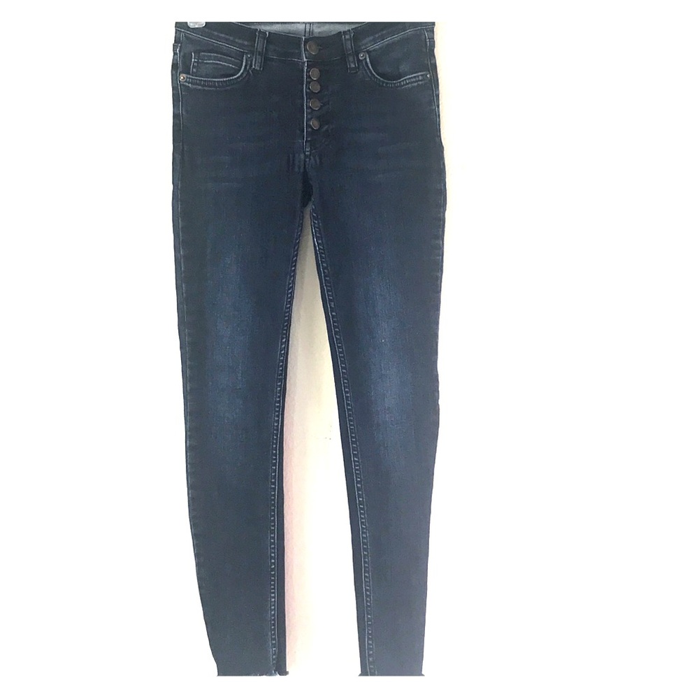 Free People- Dark Blue Button Up Front Jeans s 25